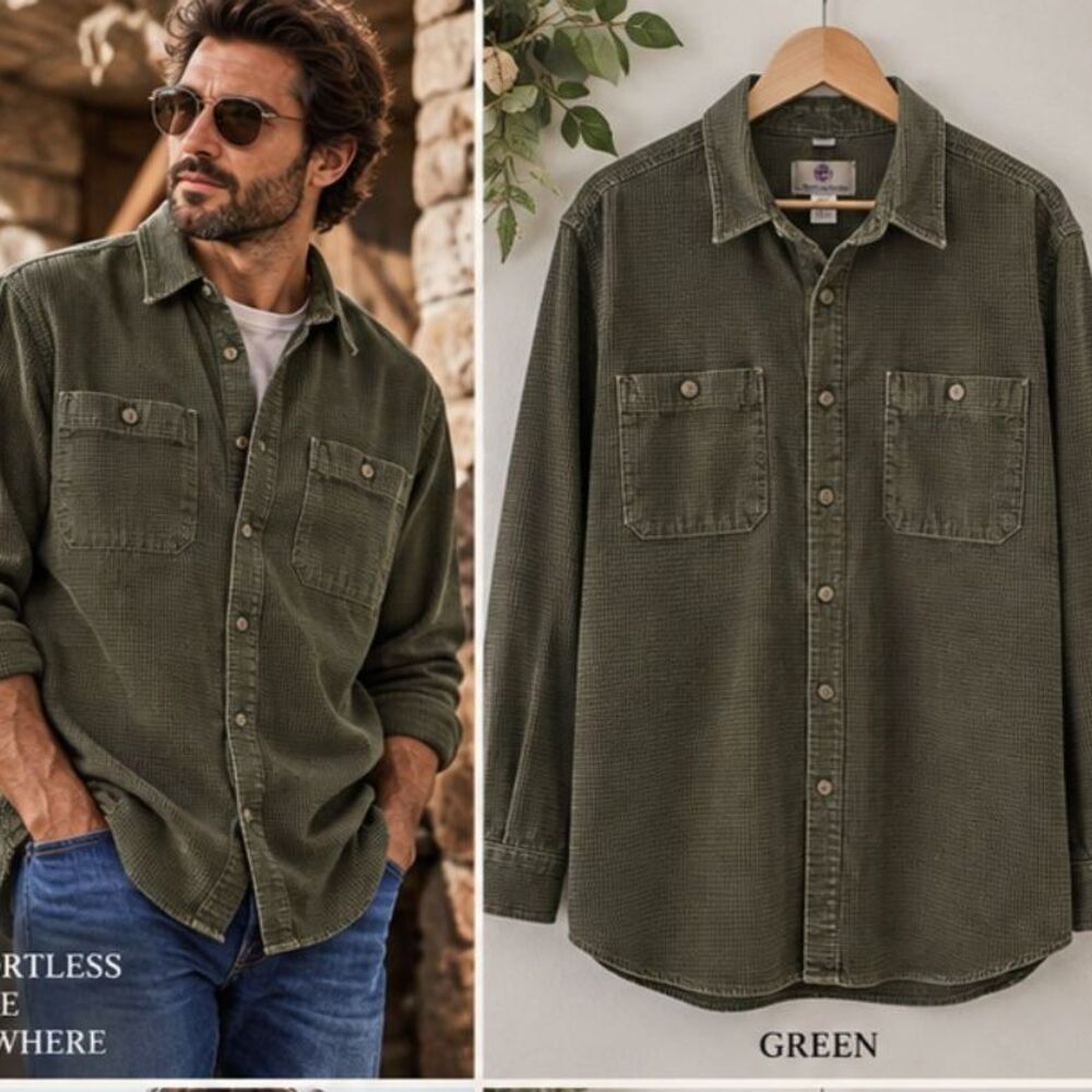 The Territory Ahead XXL Green waffle/textured shirt Gorpcore outdoor overshirt